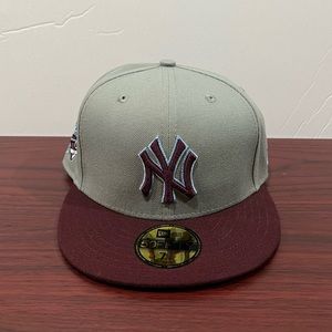 New Era, 59Fifty Fitted Hat, New York Yankees, Grey & Burgundy